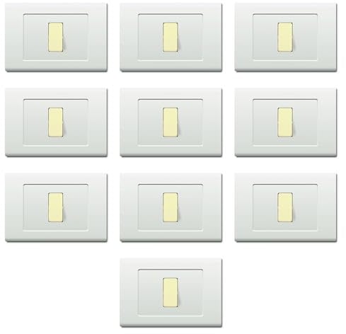 CONFEZIONE DA 10 PLACCHE IN TECNOPOLIMERO, COMPATIBILE CON BTICINO MAGIC, 1 MODULO/POSTO, COLORE BIANCO, ALTA QUALITA', SQUADRATE, RETTANGOLARI, DESIGN CLASSICO, PER INTERRUTTORI/PRESE
