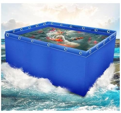 Großer Aquakulturpool Mit Ablassventil, Oberirdischer Fischteich Aus Segeltuch, PVC-Innenteichaquarium, Oberirdische Gartenteiche, Zur Koi-Zucht, Ohne Rahmen(300 * 100 * 100cm)