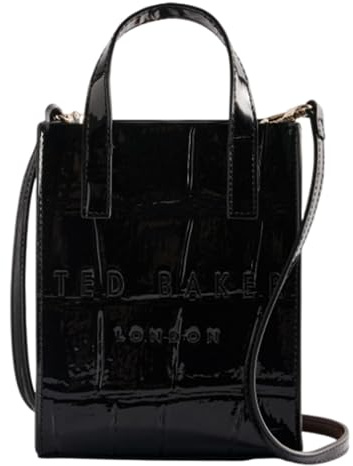 Ted Baker Handtasche Umhängetasche Gatocon Croc Effect Mini Icon Bag Jet - Black schwarz