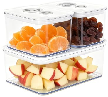Frischhaltedosen mit Deckel 3-teilig PP transparent mit Datumsanzeige | Vorratsdosen Set für Obst Gemüse und Snacks, als Gefrierdosen für Kühlschrank und Küche mit einfacher Spülmaschinenreinigung