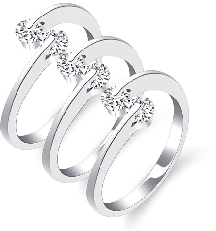 Oneress Minimalistische Gold Stapelringe - 3PCS Verstellbare Messing CZ Lagenringe, Elegante Brautjungfern Schmuck YA081-3PS