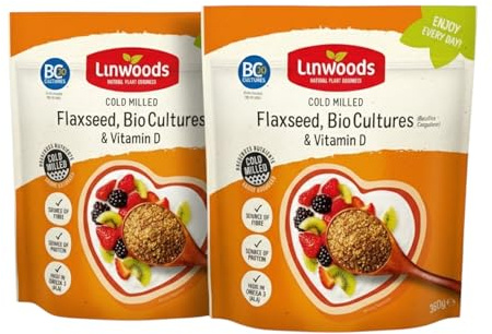 Linwoods Milled Flaxseed with Bio Cultures & Vitamin D - 360g | High in Vitamin D, High in Fibre, High in Omega 3 (ALA) | (Pack of 2) from SuperfoodUK