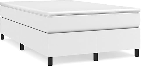 pokgdf Boxspringbett mit Matratze und Lattenrost in Weiß 120x200 cm aus Kunstleder und Taschenfederkernmatratze für erholsamen Schlaf