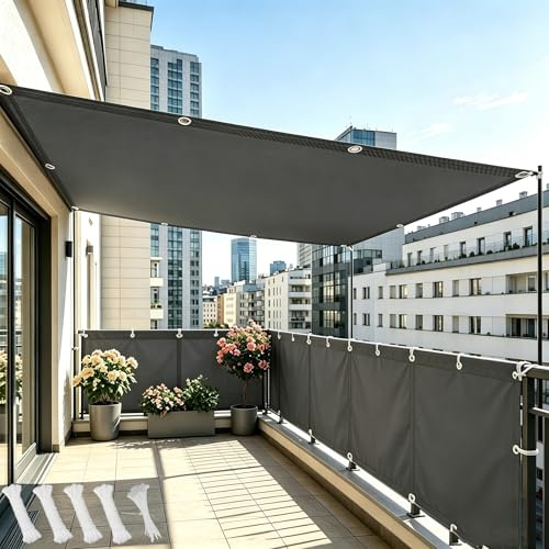 DSRDRFG Telo Ombreggiante con occhielli 2.4x3.4M Vela Ombreggiante Impermeabile, Tenda da Sole per Esterno, Protezione 98% UV Rettangolare Telo Parasole per Giardino Pergola Terrazza, Grigio Scuro