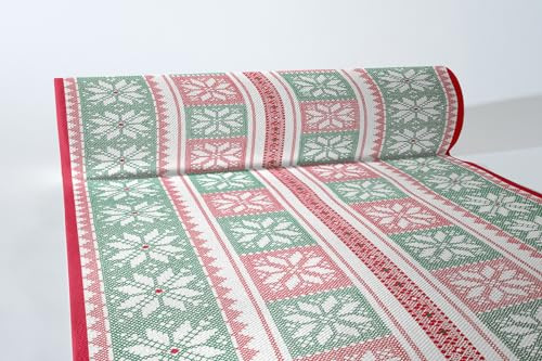 Sovie HORECA Tischläufer Chriss in Rot-Grün aus Linclass® Airlaid, Einweg Weihnachtstischläufer stoffähnlich, ideal für Winterfeiern & Weihnachten, 40 cm x 24 m, 1 Stück
