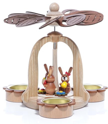 Rudolphs Schatzkiste Osterdekoration Pyramide mit 3 Osterhasen Natur BxHxT 19,2x17x19,2cm NEU Ostern Pyramide Osterpyramide Holzpyramide Tischdekoration Dekoration Weihnachten Wärmespiel Lichter