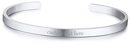 VNOX Personnalisé en Acier Inoxydable Empilable Inspirational Bangle Bracelet Manchette Bijoux Amitié pour Femmes, Gravure Gratuite