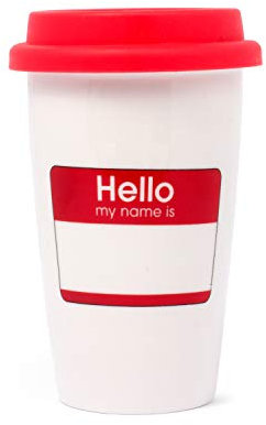 Thumbsup! 1002231 Taza de Cerámica con Tapa de Silicona, Blanco/Rojo, 275Ml