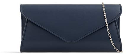 Leah Ward Women's Faux Leather Clutch Bags Wedding Flap Handbags 490H (Navy)