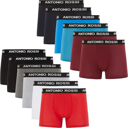 ANTONIO ROSSI (lot de 12) boxers ajustés pour hommes - Boxers pour hommes avec ceinture élastique