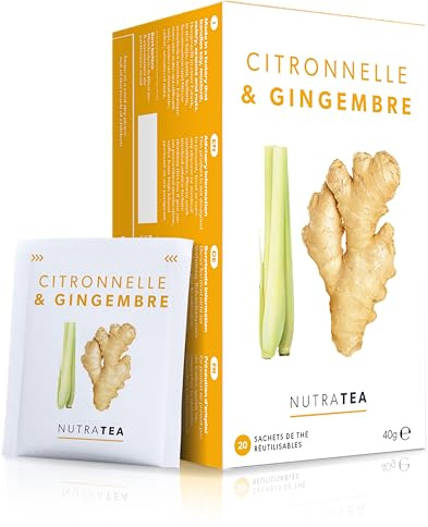 Nutra Tea Lemongrass & Ginger Tea - 20 Individual Wrapped Bags - Herbal Infusion (1 Pack)