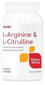 GNC L-Arginine + L-Citrulline 500mg, 120 Caplets, 120 Servings