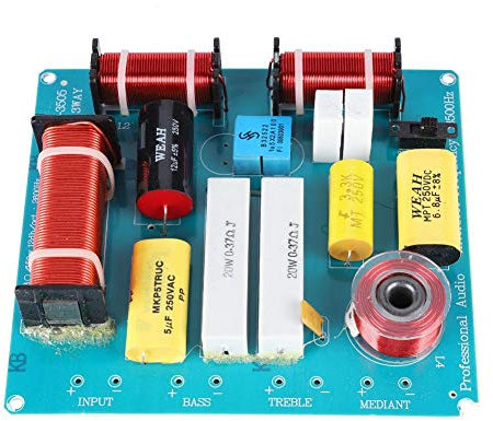 Heayzoki Diviseur de Fréquence Audio 300W pour Haut-Parleur de Scène KTV Bricolage, Tweeter + Médium + Bass KTV 3 Voies, Crossover de Haut-Parleur, Vert, Moderne, Crossover Audio 3 Voies