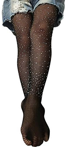 Petalum Collant Fille Enfant Legging Collants Résille Paillette Bas Elastique Cristal Pants Crayon Girl Pantyhose pour Danse Bas-Âge Plus de 7 Ans