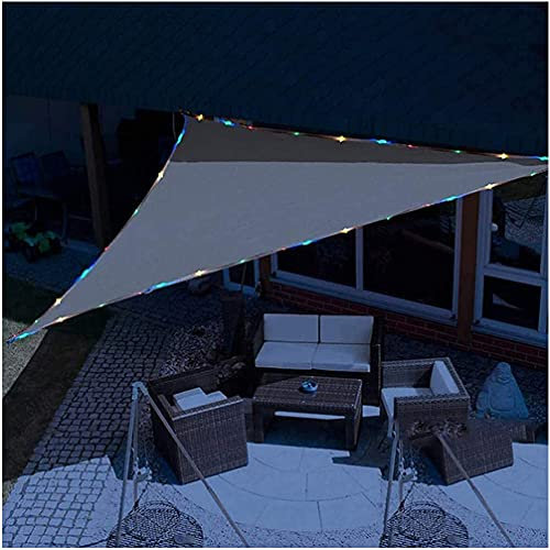 YZU Toldo Vela de Sombra Triangular con Luces LED, 95% Protección Rayos UV Impermeable Respirable Vela de Sombra para Patio Exteriores Jardín Terraza, Gris,3.6x3.6x3.6m(11.8x11.8x11.8ft)