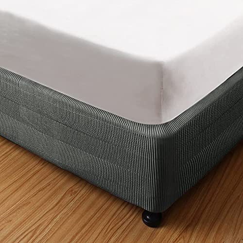 Marquess Boxspring-Abdeckung, elastisch, vertikales Streifenmuster, Bettrock Alternative. 38,1 cm Falllänge (Anthrazit, Queen)