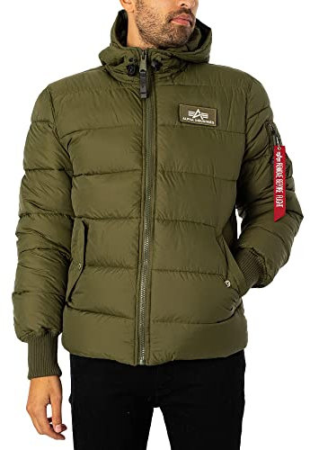 Alpha Industries Herren Hooded Puffer Alpha FD Damen Winterjacke, Dark Green, XXL