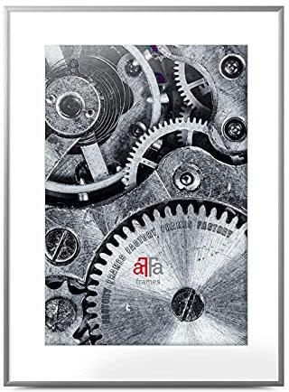aFFa frames, Alu, Cadre photo en aluminium, facile à nettoyer, Rectangle, avec façade en verre acrylique, Silver Mat, 70x100 cm
