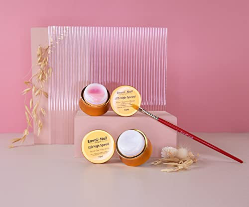 Emmi-Nail Babyboomer Gel-Set – Ombré-Look mit fließendem Farbverlauf – vegan – Set mit Fiber Camouflage milky rose, French Gel milky white & Kammpinsel – für natürliche Nagelmodellage