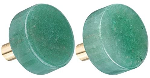 Nupuyai 2pcs Green Aventurine Round Crystal Stone Drawer Knobs Set, Energy Healing Stone Cabinet Pulls Handle for Dresser Home Office