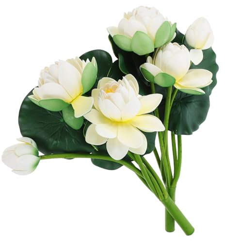 Veemoon 2pcs Simulation Lotus Decoration Artificial Lotus Flowers Bouquets Home Decor Tabletop Flower Lotus Background Simulation Water Lily Tulips White Eva Bride Lavender Desktop Flowers