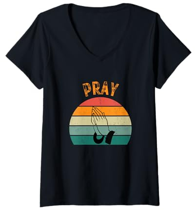 Damen Pray T-Shirt mit V-Ausschnitt