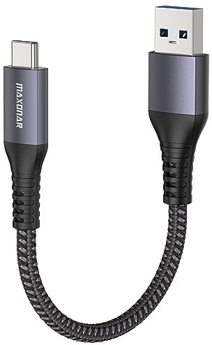 Maxonar USB C Kabel Kurz 30cm/0,3M 10Gbit USB3.2 Gen2 Datenkabel Typ C Android Auto QC3.0 3.1A USB A auf C Schnellladegerät für Samsung Note 20 Galaxy S23/S22/S21 Galaxy Z Flip 5 Tab S8 Pixel 8 Pro
