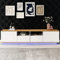 Merax Mobile TV basso 180 cm di larghezza con illuminazione a LED, moderno mobile TV con 2 armadietti e 4 ripiani aperti, per soggiorno e sala da pranzo, bianco e rovere, 180 x 40 x 50 cm