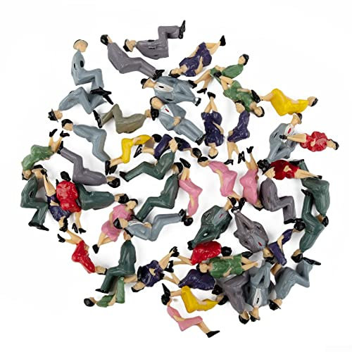 HpLive 50 Stück Menschen Figuren 1:32 Maßstab Modellzüge Kunststoff Menschen Figuren Winzige Menschen Sitzen für Miniaturszenen