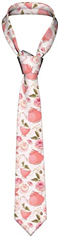 TOPUNY Tea Cups with Roses Romantic Shabby printed Men's Tie Fashion Silk Tie Suit Tie, Tea Cups With Roses Romantic Shabby, One Size