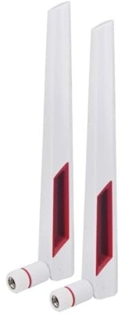 White and Red 10dBi Dual Band Signal Booster Wi-Fi Antennas (2.4GHz/5GHz-5.8GHz) with RP-SMA Male Connector for Wireless Camera, Router, Hotspot - 2 Pack