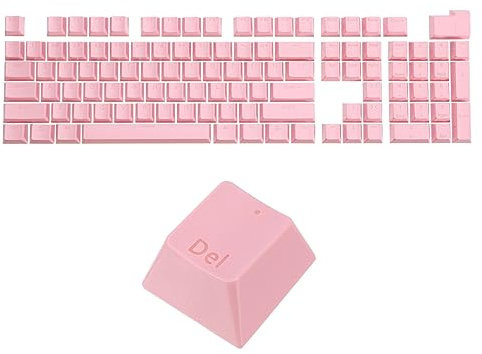sourcing map 108 Keys Pudding Keycaps Set OEM Profile 60 Percent ABS for Mechanical Keyboard Layout, Light Pink Double Shot