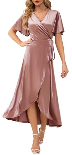 Wedtrend Cocktailkleid Damen Lang Hochzeistgast Kleid für Damen Kleider Damen Festlich Abendkleider Elegant für Hochzeit WTSR002 Blush M
