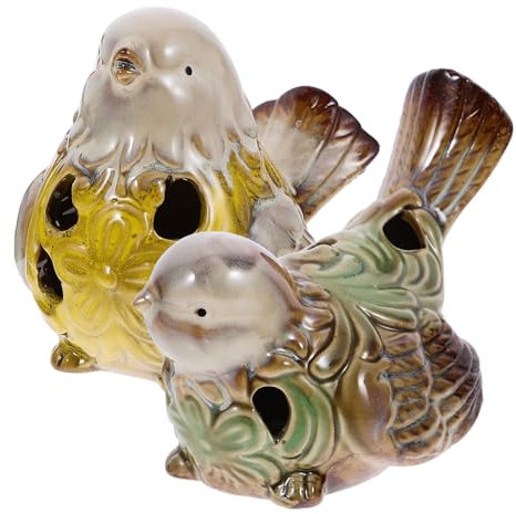 GANAZONO 2St Vogelschmuck aus Keramik dekorative Vogelfiguren Tiere Keramikvogel Heimdekorationsvogel Autos Spielzeug Ornament Vogel Handwerk Dekoration aus Keramik Wagen