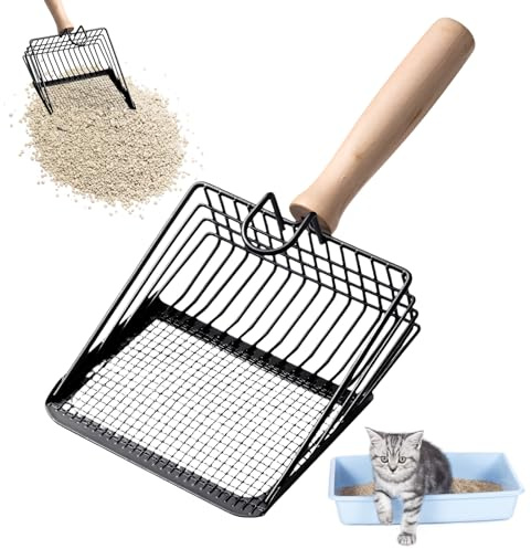 GmeDhc Katzenklo Schaufel Metall, Katzenstreuschaufel mit Langer Griff, Katzenschaufel für Katzenklo, Tiefer Katzenschaufel, Katzenstreu Schaufel Große, für Katzenstreu Klumpstreu