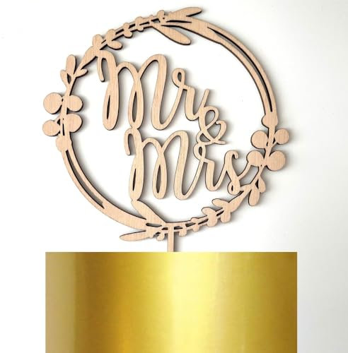 2 Stück Cake Topper Hochzeit,Hochzeit Kuchendekoration,Mr & Mrs Deko Hochzeit Holz Kuchen Toppe,Hochzeitstorte Topper Kuchen Deko Hochzeit Party,für Hochzeitstorte Dekoration,Holzfarbe