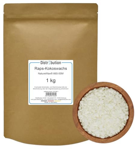 DistrEbution Rapswachs mit Kokoswachs für Kerzen und Duftmelts 1kg Kerzenwachs NatureWax® 660-55M