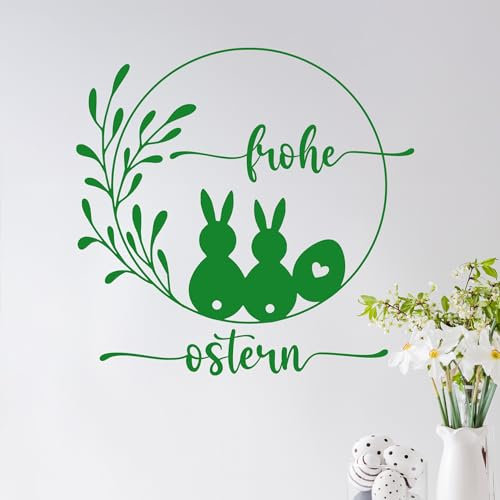 GRAZDesign Frohe Ostern Wandtattoo Osterhase als Wandaufkleber - Tür, Schrank, Wand - Selbstklebende Folie - 59x57cm / türkis