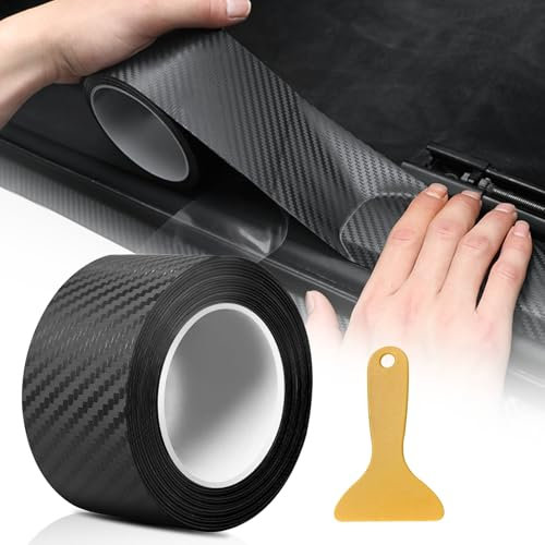 pangdapengpeng Carbone Adhésif pour Voiture, 5cm x 5m Fibre de Carbone Autocollant, Autocollant Carbone pour Voiture avec Grattoirs pour la Plupart des Voitures comme Les SUV et Les Berlines (Noir)