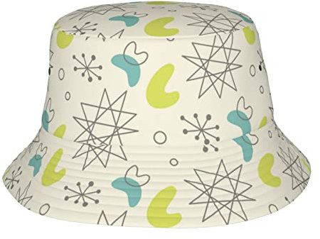 Buytruew Unisex Fischerhut Mid Century Modernes Muster Angeln Sonnenhut für Damen Herren Schwarz, Schwarz , One size