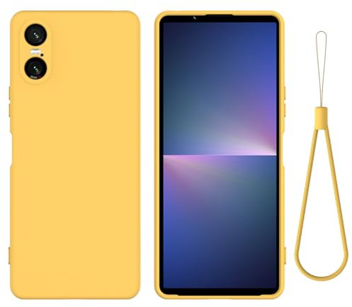 BRAND SET Cover per Sony Xperia 10 VI,Custodia Silicone Liquido con Rivestimento in Tessuto in Microfibra Custodia Soft Touch per Sony Xperia 10 VI-Giallo
