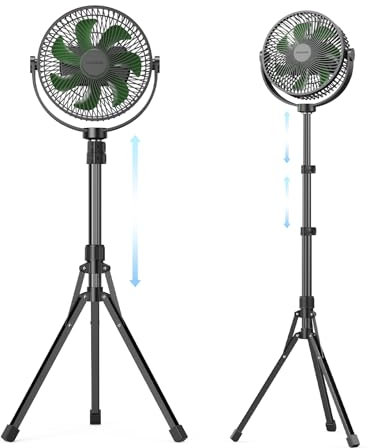 Ventilatore a piedistallo da 10000 mAh con telaio da 22,5 cm, ventilatore a circolazione d'aria a 4 velocità, ventilatore da tavolo portatile con altezza regolabile, max 40 H, ventilatore da terra