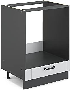 Vicco Meuble pour Four Fame-Line, Blanc Campagne/Anthracite, 60 cm, PT Chêne