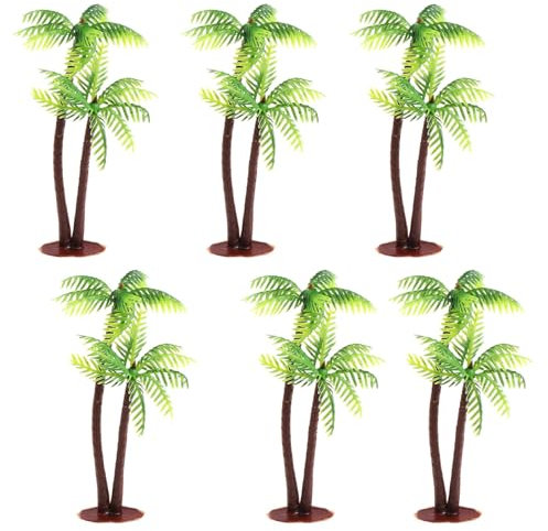JCUGSBS 6 Stücke Palm Miniatur Palmen Kunststoff Modell Baum Kokos Landschaft Modell Bäume Für Modelleisenbahn Regenwald Architektur Diorama DIY Puppenhaus Fee Gärten Dekor Deko,Tortendekoration