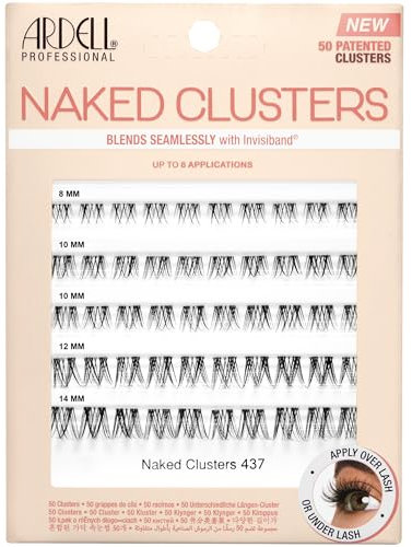 Ardell Naked Clusters 437 – DIY Lash Extensions, Lightweight Natural Cluster Lashes with Invisiband, Mixed Length 8–14 mm, 50 Lash Clusters