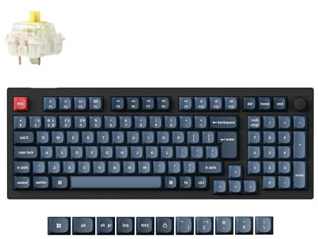 Keychron V5 Max Compact 100-Key Wireless Custom Knob Mechanical Keyboard, Programmable Bluetooth 5.1/2.4 GHz/Wired with RGB Hot-swappable Gateron Jupiter Banana Switch for Mac Win Linux - UK Layout