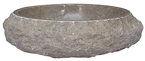 Iiaky Lavabo Gris mármol Ø40x12 cm Mueble Lavabo sobre Encimera Lavabo Piedra - 149158