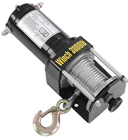 Kit de Mini Treuil électrique 24 V, Télécommande et Câble en Acier Inclus, Puissance de Traction de 1 361 Kg, Treuil électrique de 3 000 LB pour Accessoires ATV et UTV