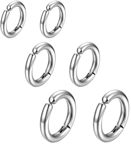 TEOZBLU 3 Paires Non-Piercing Boucles d'oreille Clip, d'oreille Faux Anneaux d'oreille pour Hommes et Femmes, en Acier Inoxydable