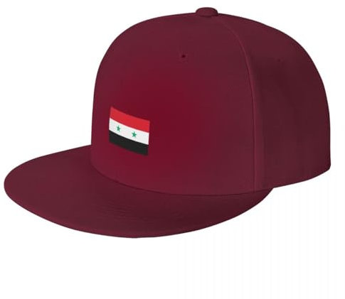 TIOYREVENO Baseballkappe Mit Syrien-Flagge, Verstellbare Passform, Gerader Schirm, Sportmütze Mit Flacher Krempe – EIN Muss Für Draußen, Weinrot, Einheitsgröße